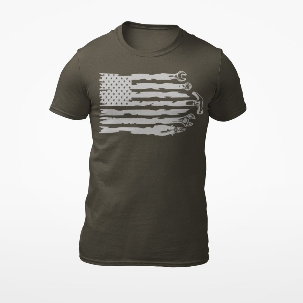 Bella Canvas Tee American Flag Made of Tools